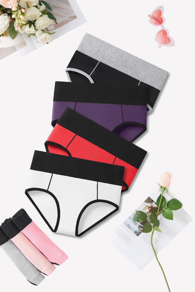 Avidlove High-Waist Cotton Hipster Panties in assorted colors, color-clash design, comfortable fit