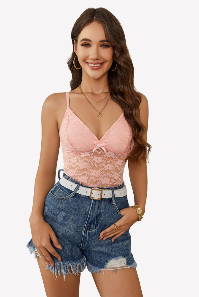 Pink lace camisole crop top, Y2k tank, with denim shorts and white belt