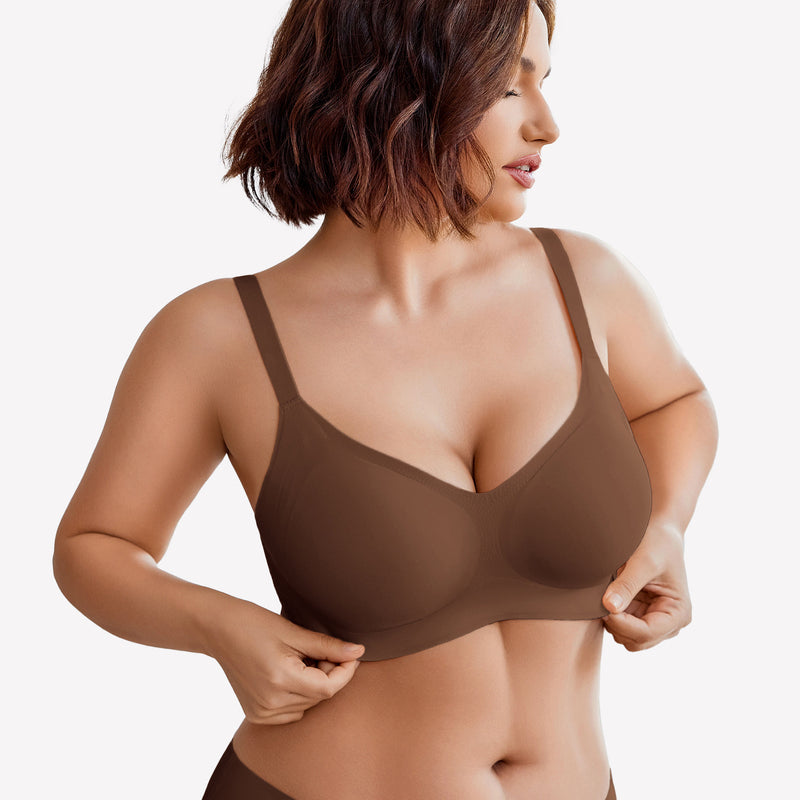 Wireless Lace Seamless Padded V Neck Bra