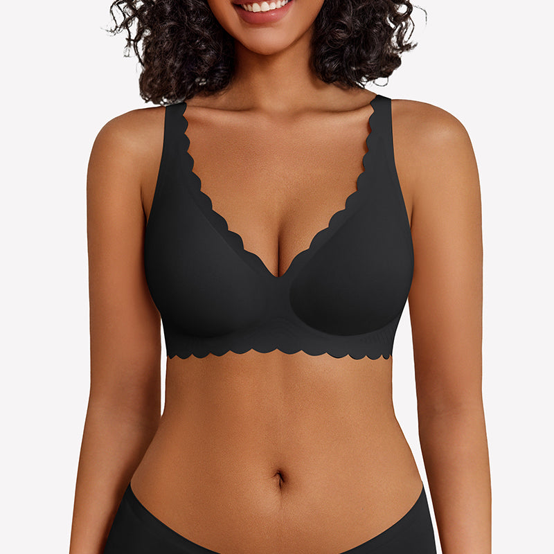 Wireless V Neck Seamless Full Coverage Bra