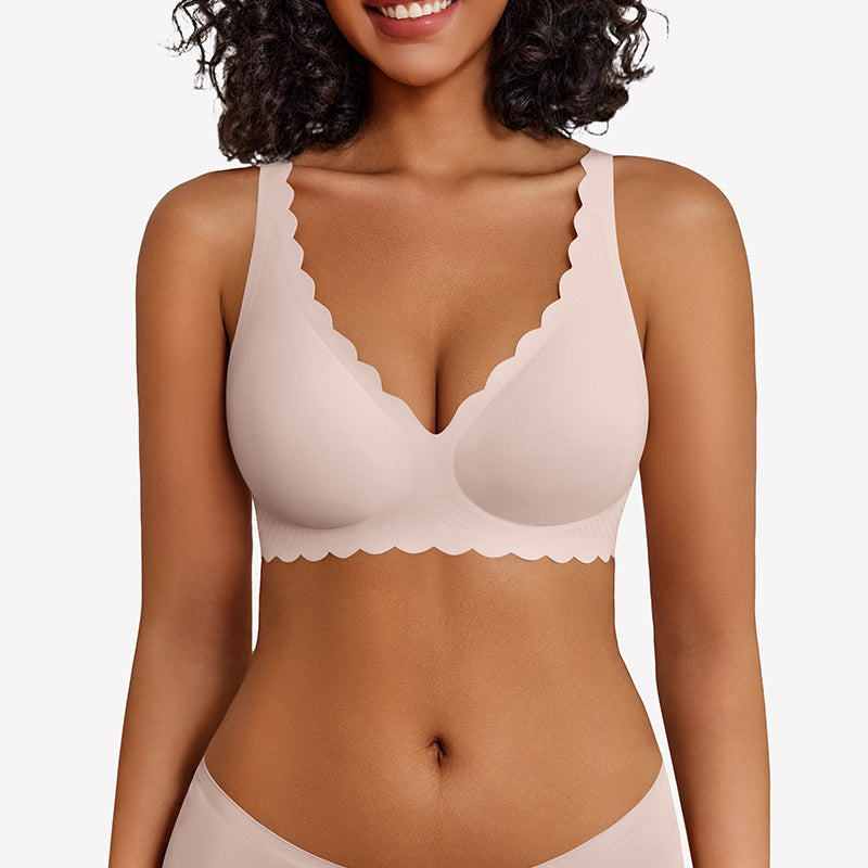 Wireless V Neck Seamless Full Coverage Bra