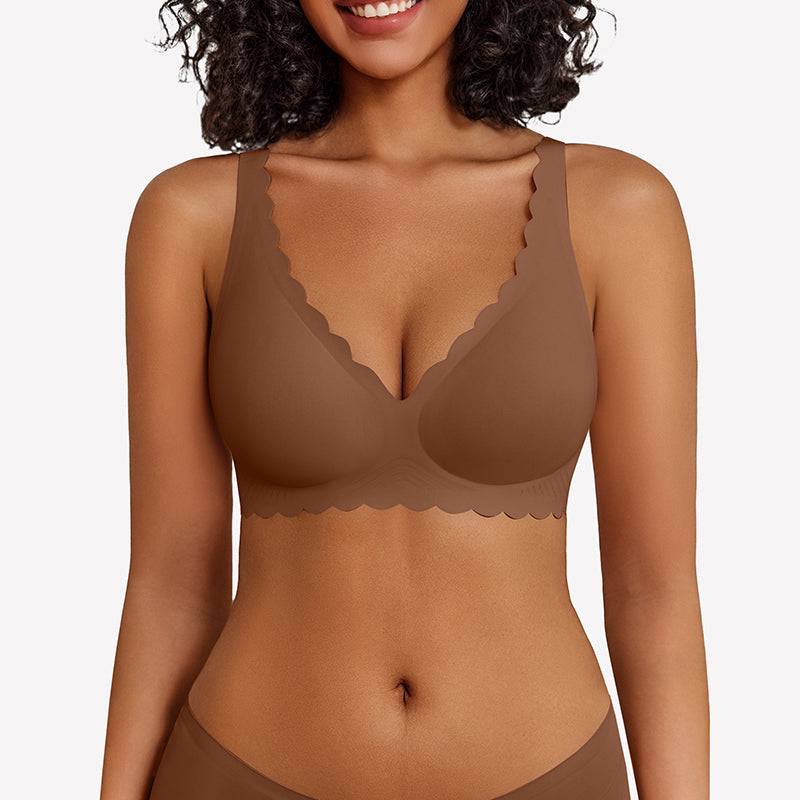 Wireless V Neck Seamless Full Coverage Bra