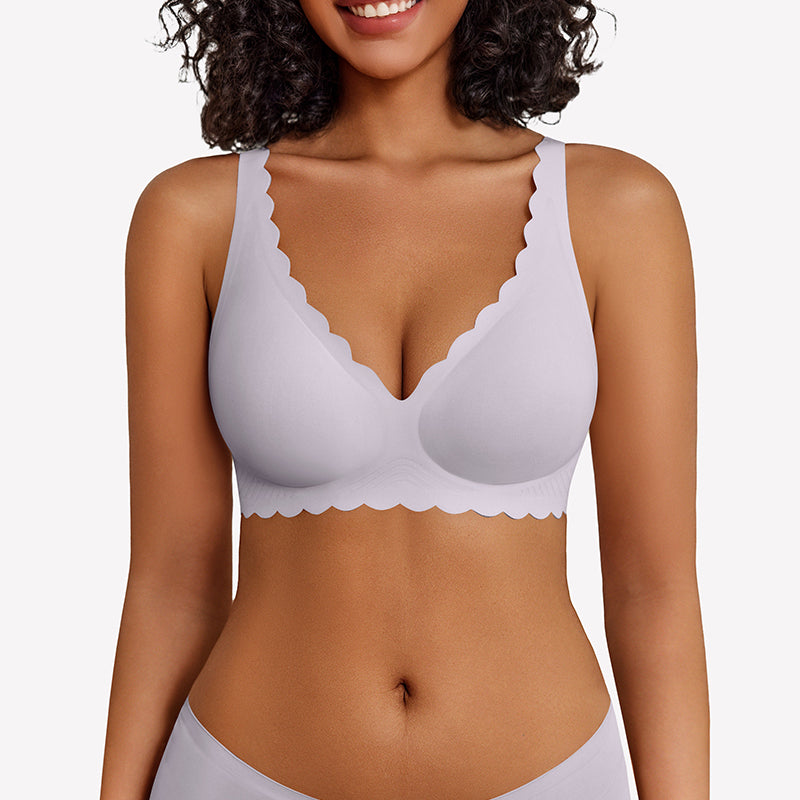 Wireless V Neck Seamless Full Coverage Bra