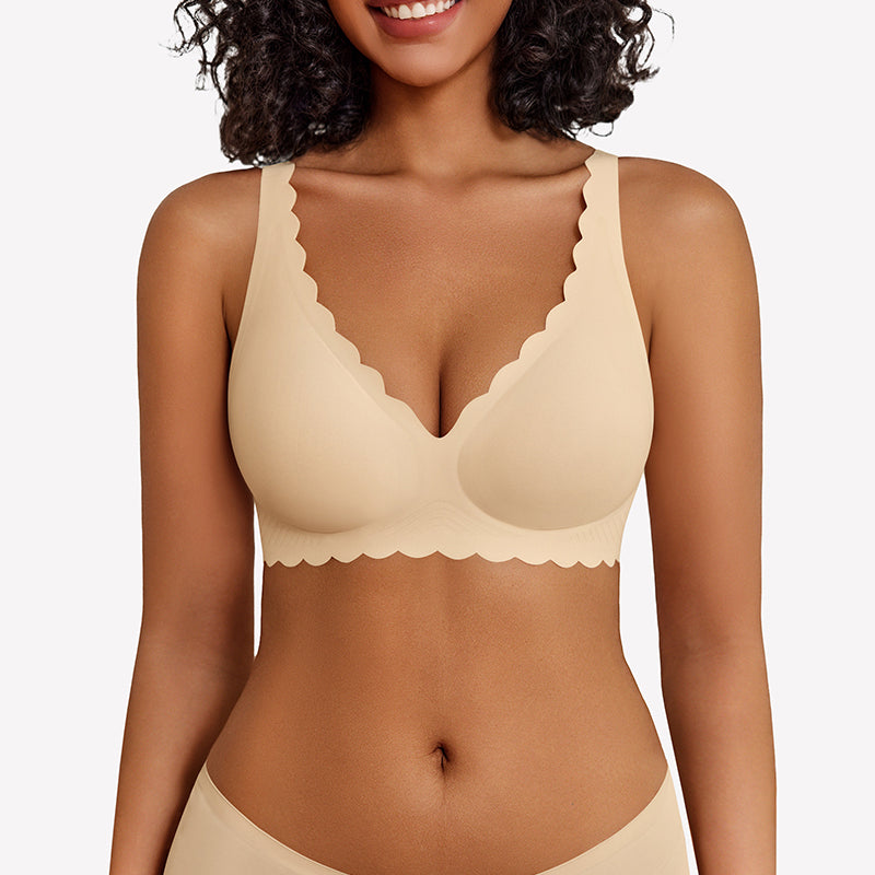 Wireless V Neck Seamless Full Coverage Bra