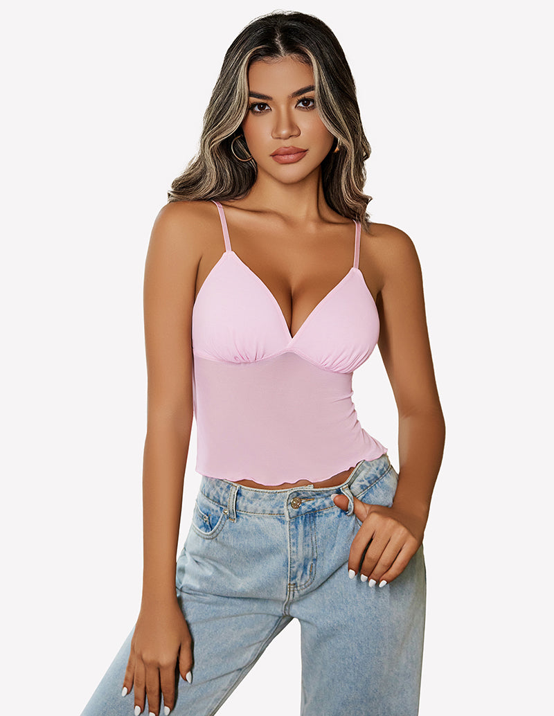 Pink mesh crop top with adjustable straps, Y2K summer fashion, sexy and charming