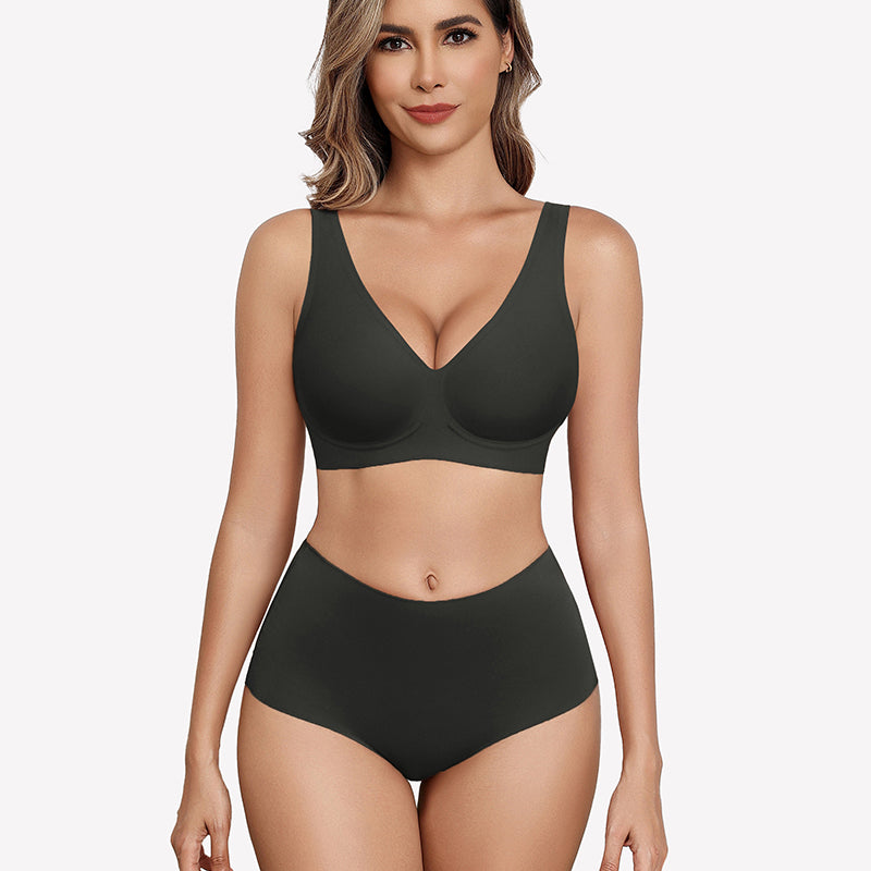 Seamless Bralette Full Coverage V Neck Bras