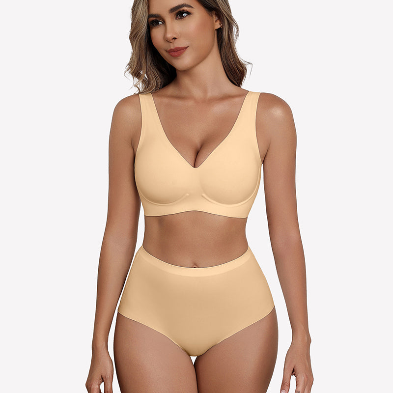 Seamless Bralette Full Coverage V Neck Bras