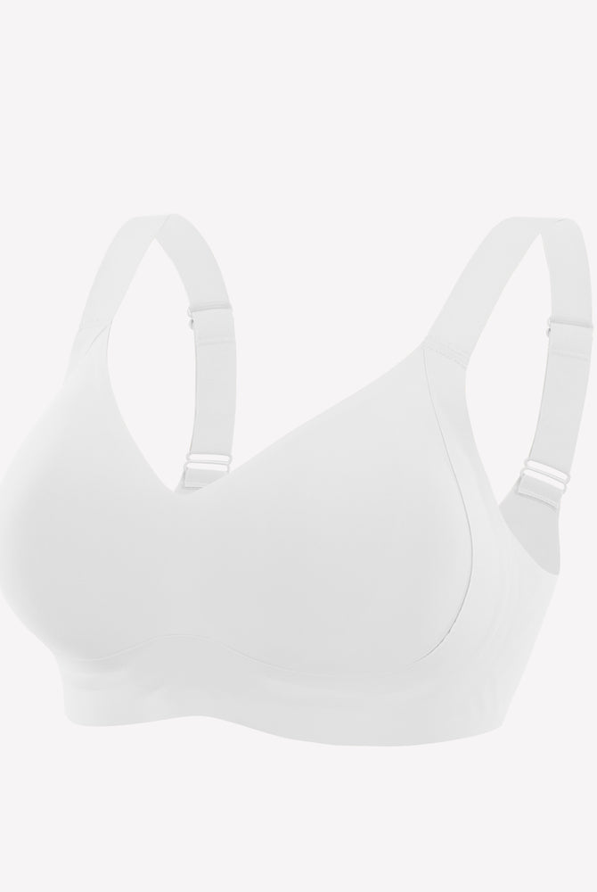 White seamless push-up bra. Adjustable straps, no underwire, smooth and comfortable design.