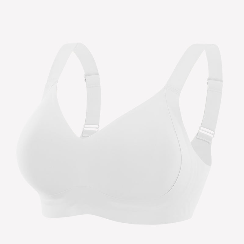 White seamless push-up bra. Adjustable straps, no underwire, smooth and comfortable design.