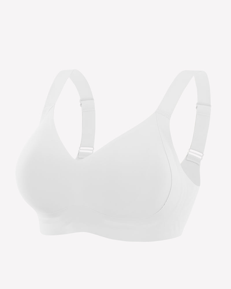 White seamless push-up bra. Adjustable straps, no underwire, smooth and comfortable design.