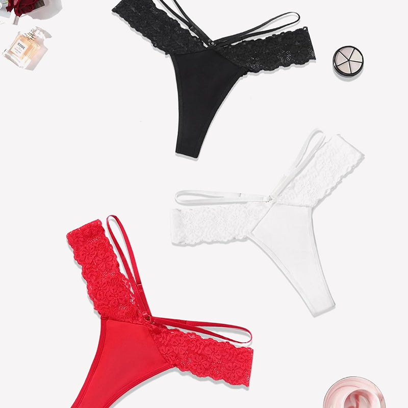 Lace Bikini Panties V Shape Waistband Thongs