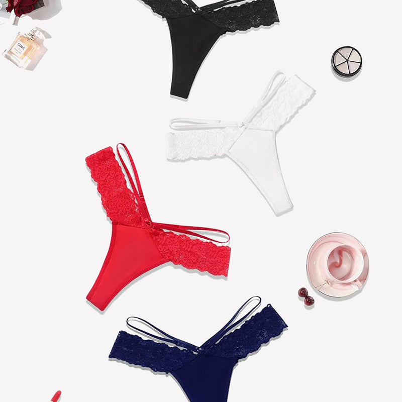 Lace Bikini Panties V Shape Waistband Thongs