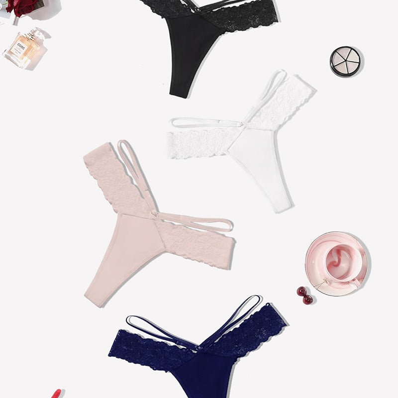 Lace Bikini Panties V Shape Waistband Thongs