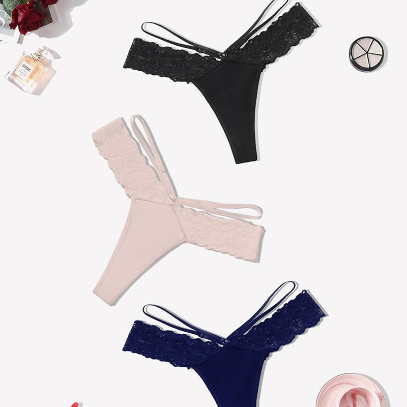 Lace Bikini Panties V Shape Waistband Thongs