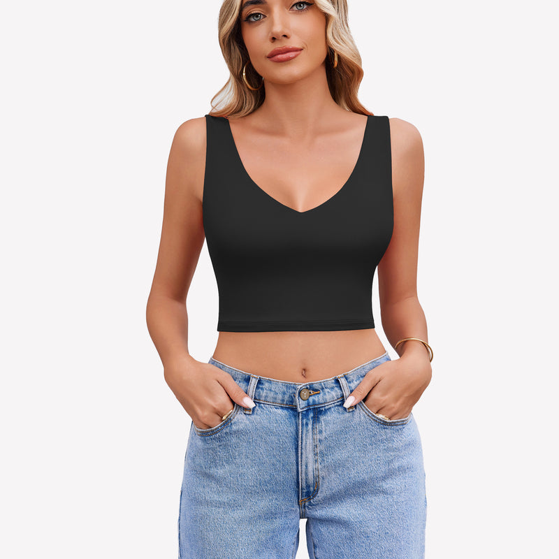 Crop Plunge Tank Tops Camisoles