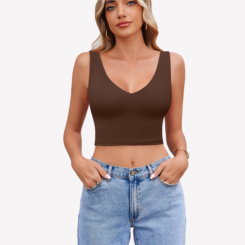 Crop Plunge Tank Tops Camisoles