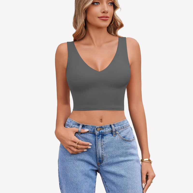 Crop Plunge Tank Tops Camisoles