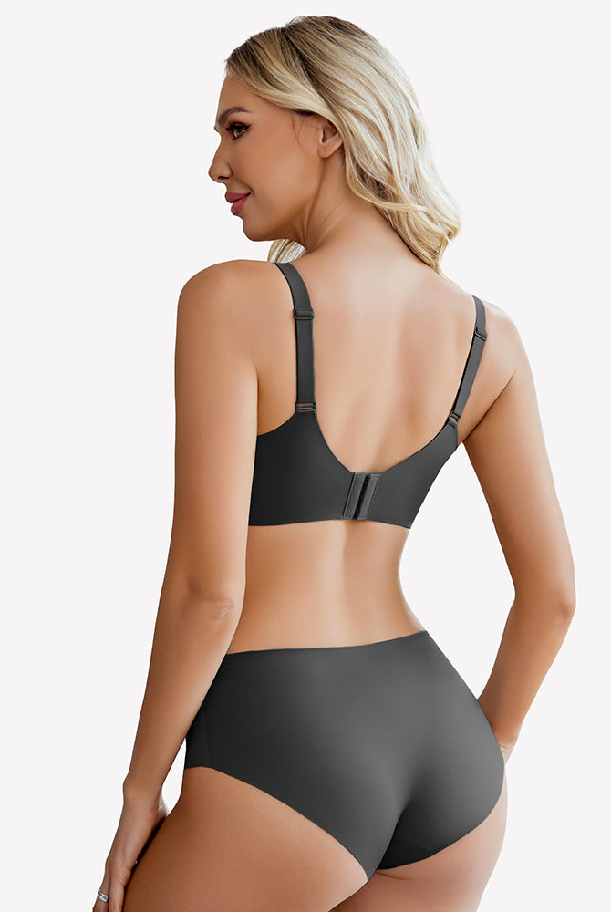Charcoal seamless bra and underwear set, offering comfort and support, perfect for everyday wear.