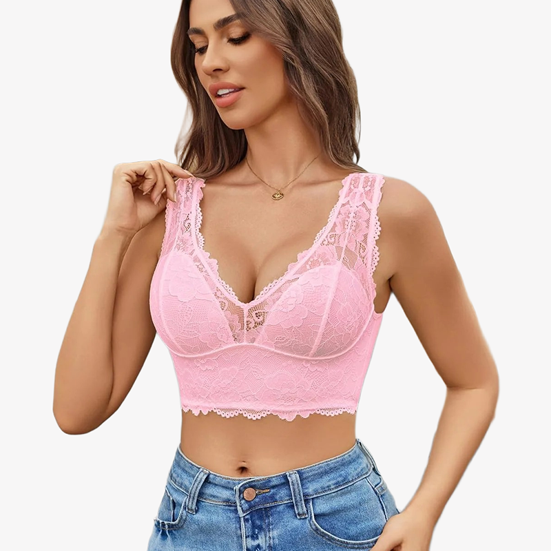 Lace Bralette Deep V Plunge Wireless Bra