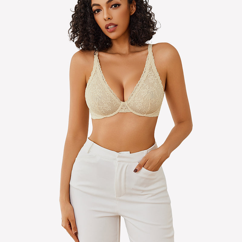 Sheer Underwire Unlined Plunge Bras