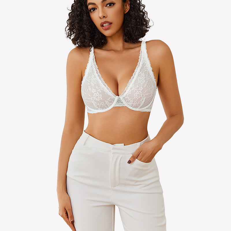 Sheer Underwire Unlined Plunge Bras
