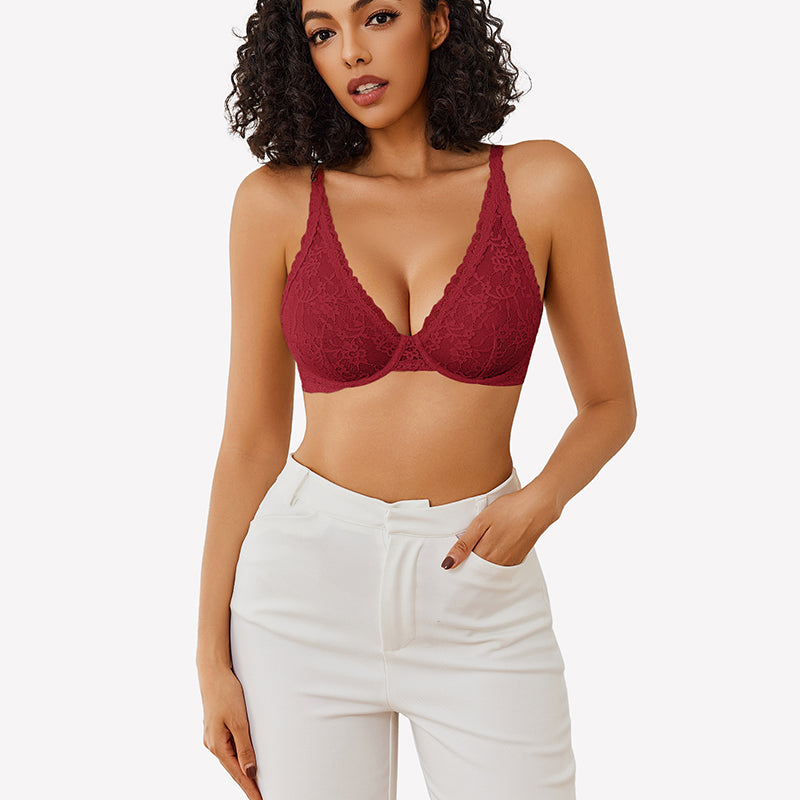 Sheer Underwire Unlined Plunge Bras