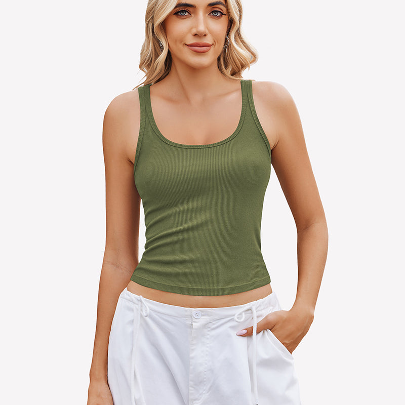 Square Neck Racerback Ribbed Tops