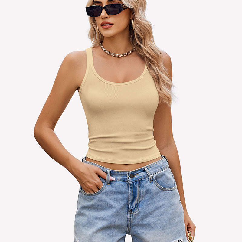 Square Neck Racerback Ribbed Tops