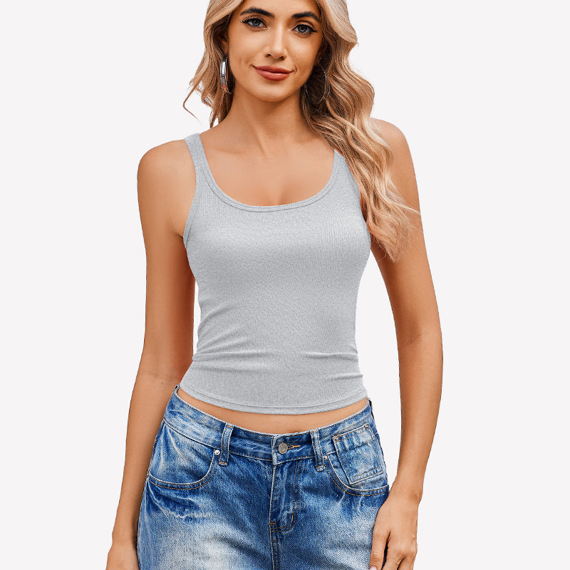 Square Neck Racerback Ribbed Tops