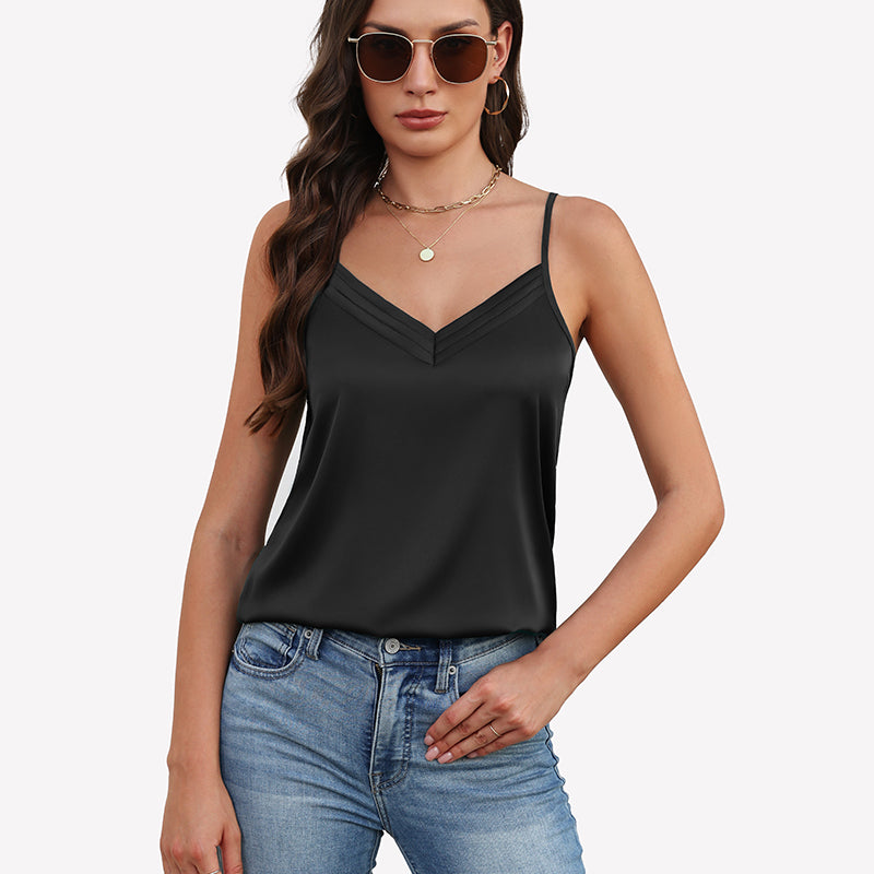 Silk Satin Tank Tops V Neck Tank Shirt