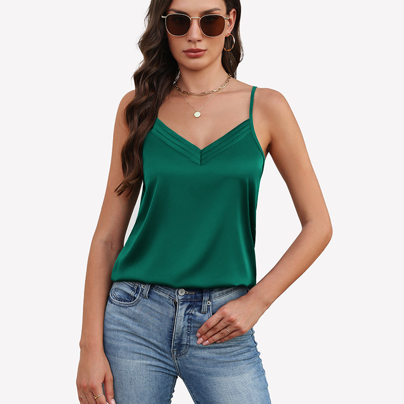 Silk Satin Tank Tops V Neck Tank Shirt