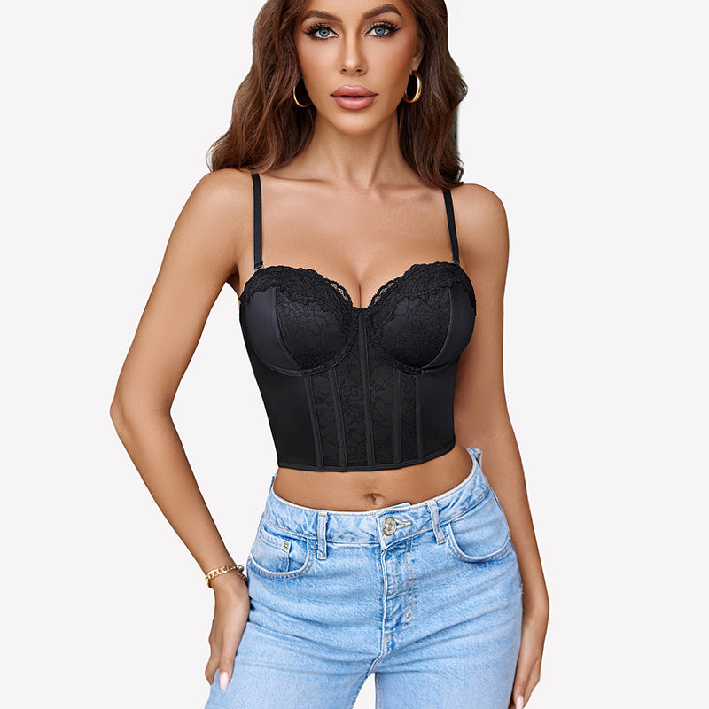 Bustier Tops V Neck Lace Bralettes Corset