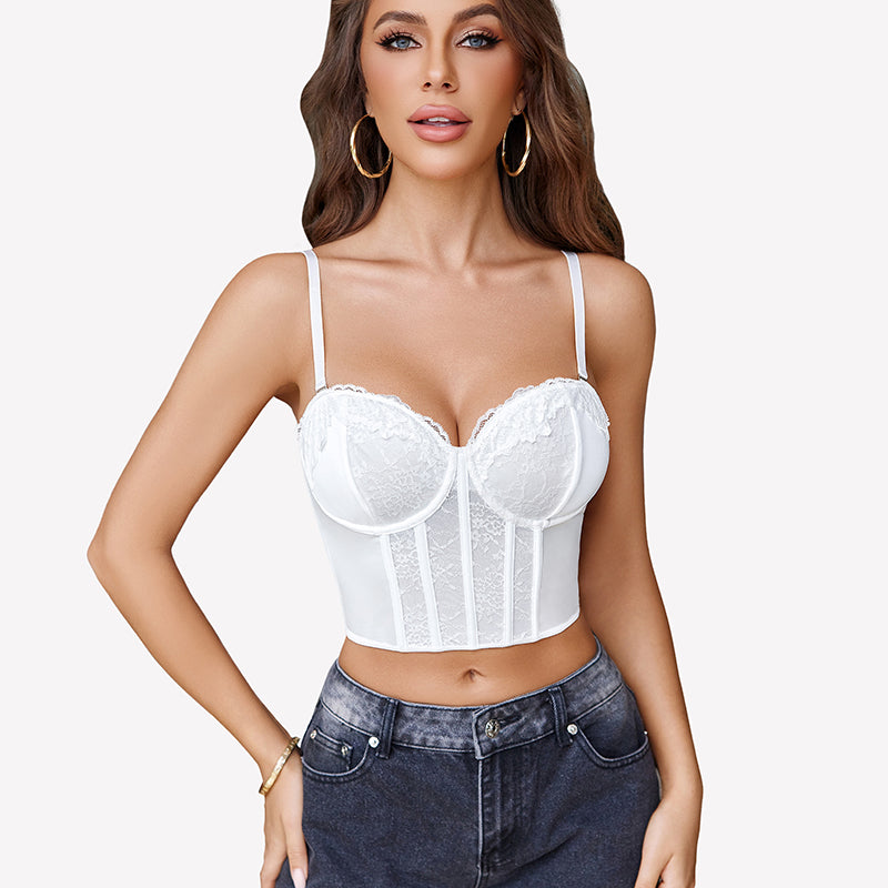 Bustier Tops V Neck Lace Bralettes Corset