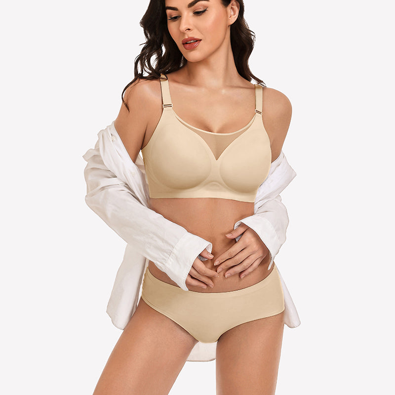 Seamless Push Up Full Coverage Bra Mesh Comfy Bralette