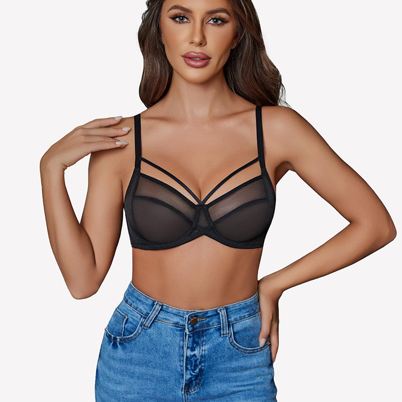 Sheer Mesh Full Coverage Unlined Minimier Bra
