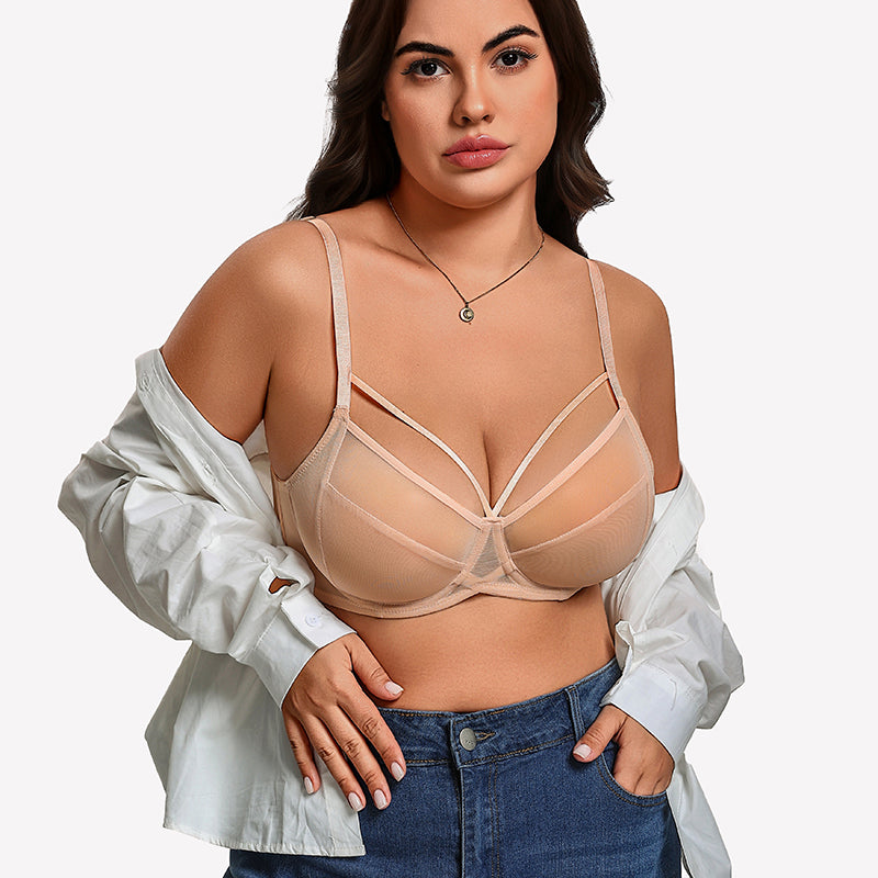 Sheer Mesh Full Coverage Unlined Minimier Bra