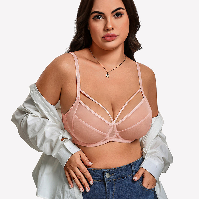 Sheer Mesh Full Coverage Unlined Minimier Bra
