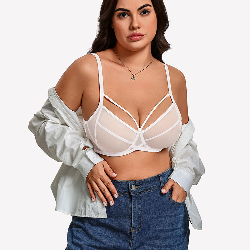 Sheer Mesh Full Coverage Unlined Minimier Bra
