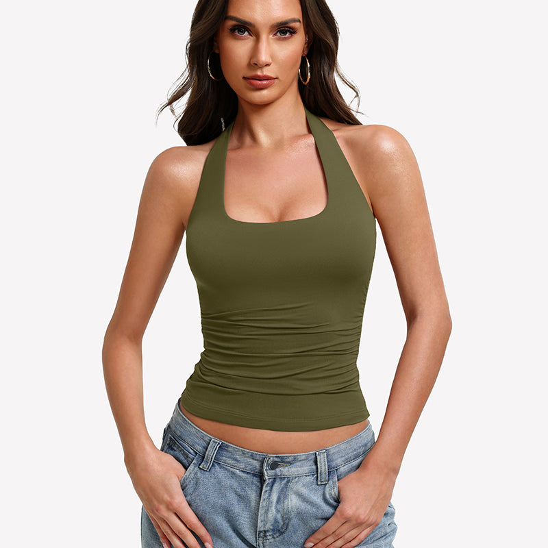 Hauts dos nu à bretelles, froncés et doublés