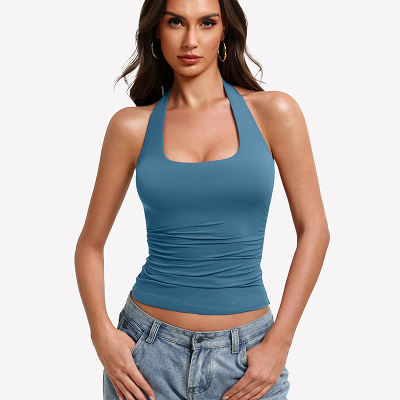 Hauts dos nu à bretelles, froncés et doublés