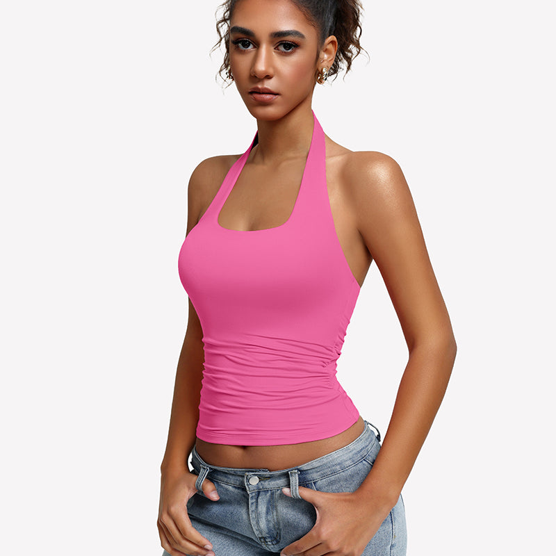 Hauts dos nu à bretelles, froncés et doublés