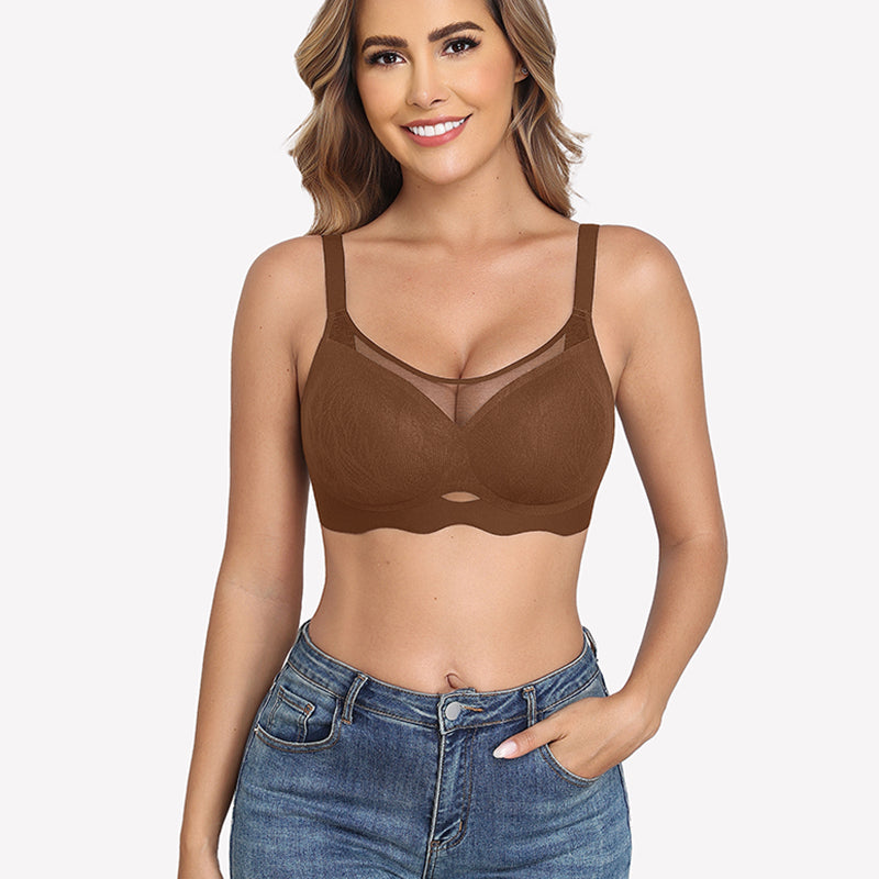 V Neck Wireless Bra Lifting Sexy Mesh Bra