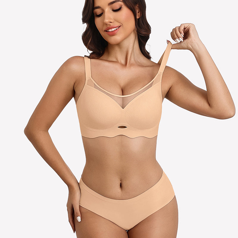 V Neck Wireless Bra Lifting Sexy Mesh Bra