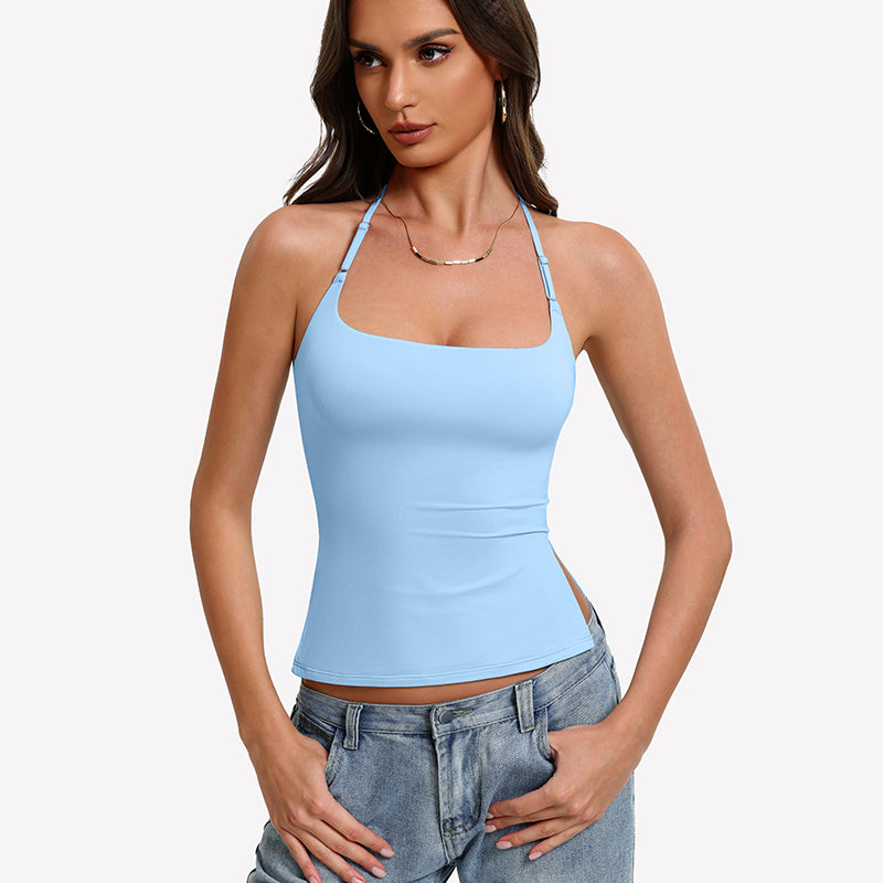 Débardeur court mignon doublé à bretelles