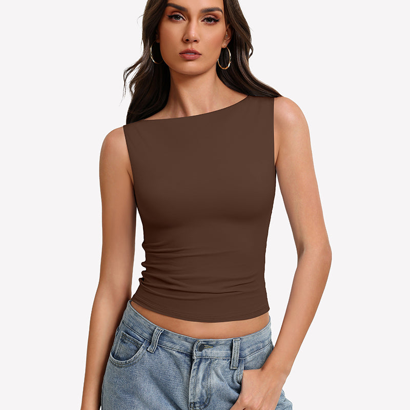 Boat Neck Tops Ruched Going Out Tops