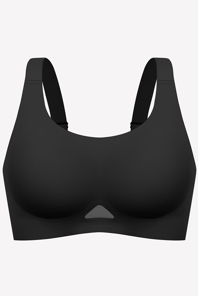 Black wireless padded bralette with U-neck and seamless molded cups