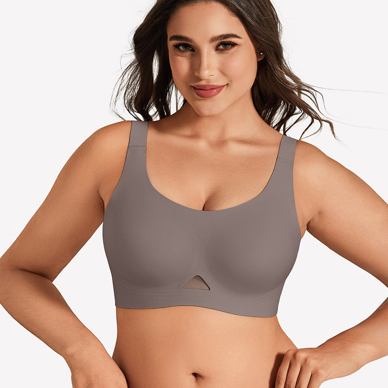 Seamless padded U-neck wireless bralette, gray