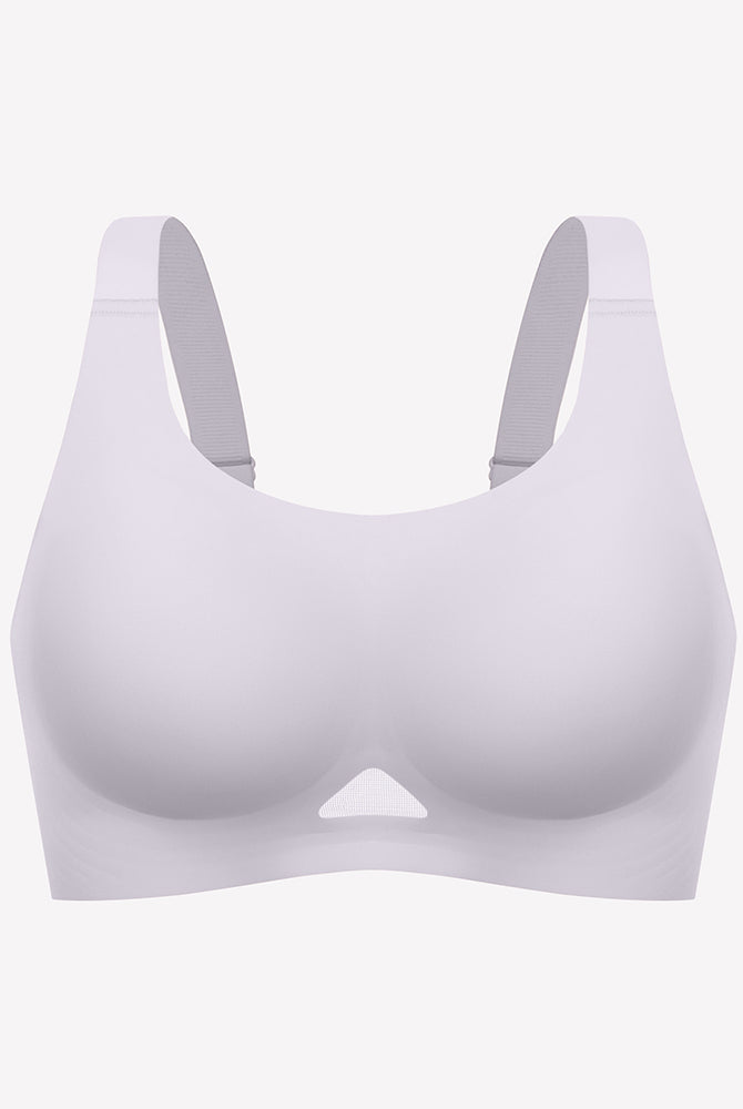 Wireless jelly bra, seamless padded U-neck bralette in white