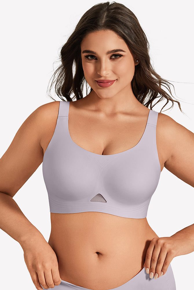 Seamless padded U-neck wireless bralette, lilac