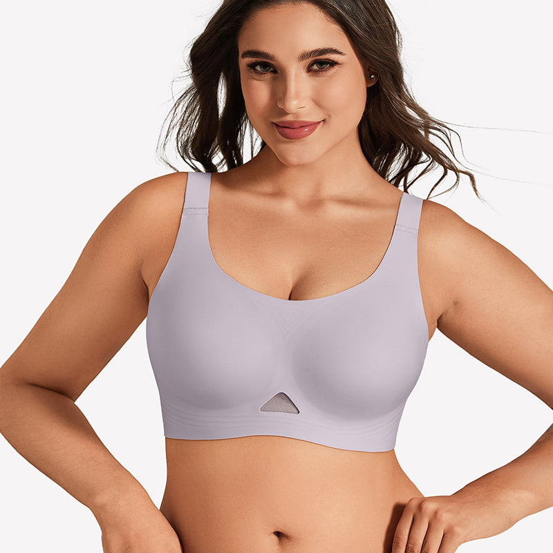 Seamless padded U-neck wireless bralette, lilac
